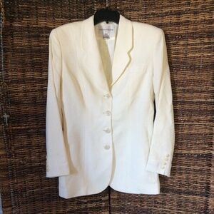 1990's Shoulder Padded Cream Blazer – Size 6